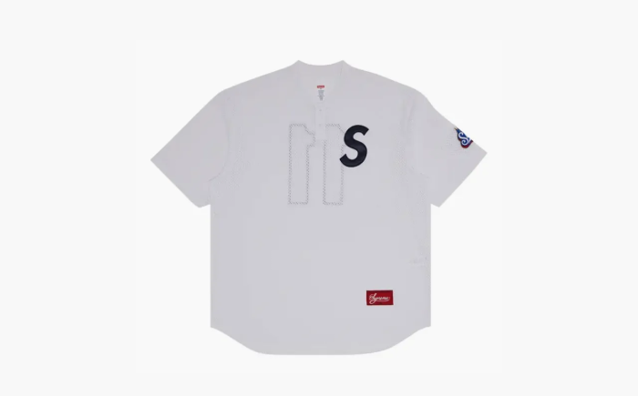 Supreme S Logo Baseball Henley White  Supreme S Logo Baseball Henley White