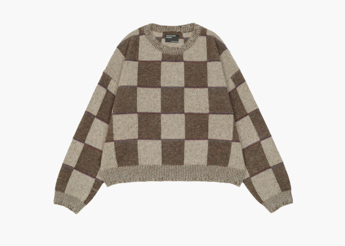 Enfants Riches Déprimés Check Crewneck Sweater Brown/Blue/Red  Enfants Riches Déprimés Check Crewneck Sweater Brown/Blue/Red