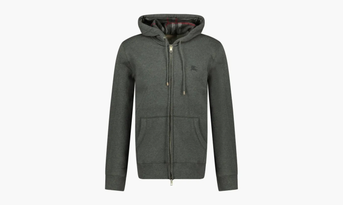 Burberry Clarendon Check Hood Zip Up Hoodie Grey 