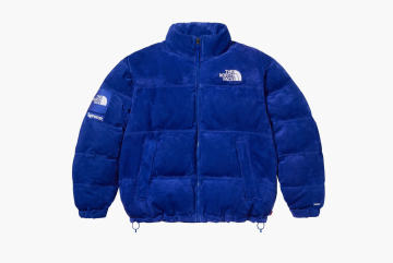 Supreme x The North Face Suede Nuptse Jacket Blue 