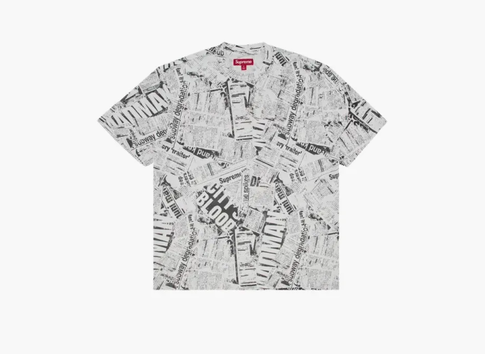 Supreme Newspaper Short-Sleeve Top White 