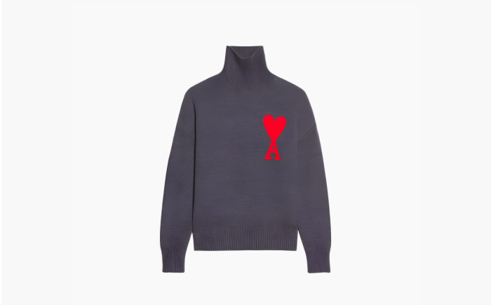 Ami De Coeur Funnel Neck Sweater Charcoal Grey  Ami De Coeur Funnel Neck Sweater Charcoal Grey