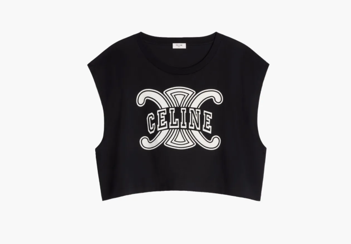 Celine Triomphe Top In Cotton Jersey Black  Celine Triomphe Top In Cotton Jersey Black