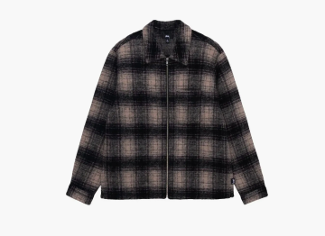 Stussy Wool Plaid Zip Shirt Lilac 