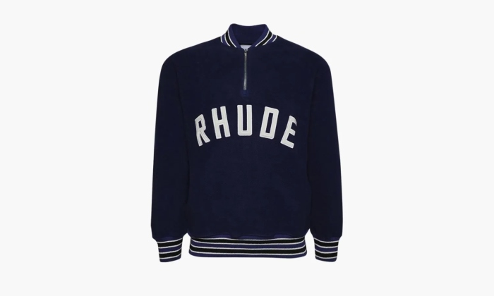 RHUDE Quarter Zip Varsity Jacket Midnight Blue  RHUDE Quarter Zip Varsity Jacket Midnight Blue