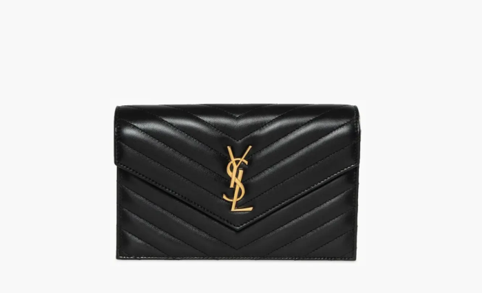 Saint Laurent Envelope Chain Wallet Noir  Saint Laurent Envelope Chain Wallet Noir