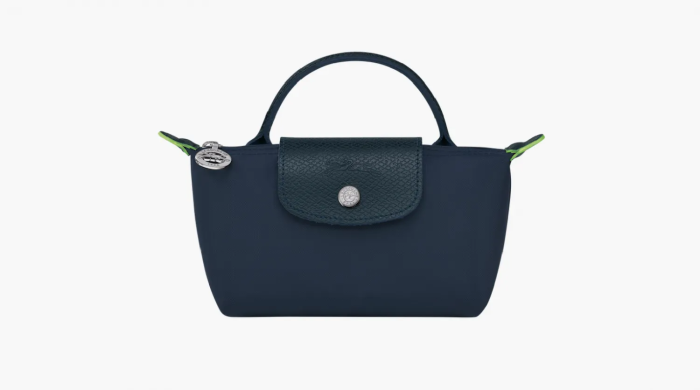 Longchamp Le Pliage Green Handle Pouch Blue Navy 