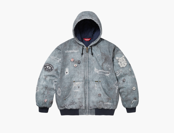 Supreme HJR Trompe L'oeil Hooded Work Jacket Blue 
