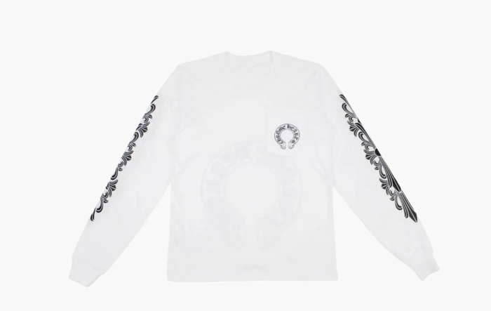 Chrome Hearts Floral Horseshoe L/S T-shirt White  Chrome Hearts Floral Horseshoe L/S T-shirt White