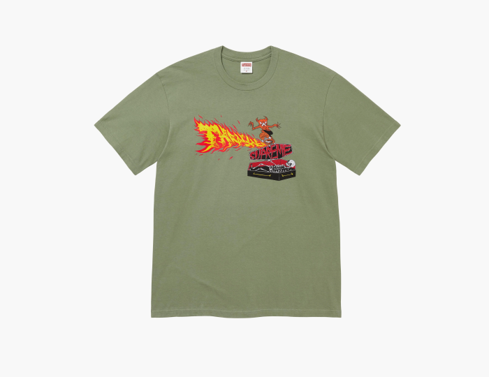 Supreme x Thrasher Back Tail Tee Light Olive 