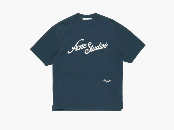 Acne Studios Logo T-Shirt Relaxed Fit Deep Blue 