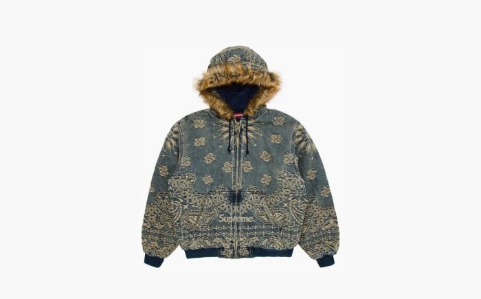 Supreme Bandana Jacquard Denim Hooded Work Jacket "Blue" 