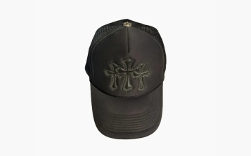 Chrome Hearts Triple Cross Cemetery Trucker Hat Black 