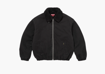 Supreme Faux Shearling Lined Bomber Jacket Black  Supreme Faux Shearling Lined Bomber Jacket Black