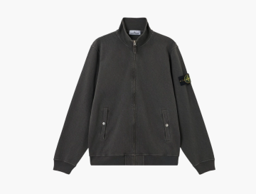 Stone Island Malfile Fleece Old Effect Track Jacket Charcoal Grey 
