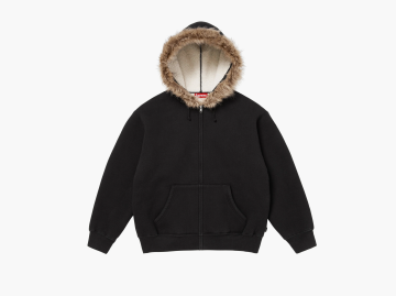 Supreme Faux Fur Zip Up Hooded Sweatshirt Black 