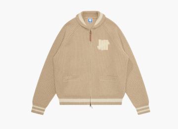 UNDEFEATED Knit Varsity Jacket Beige 