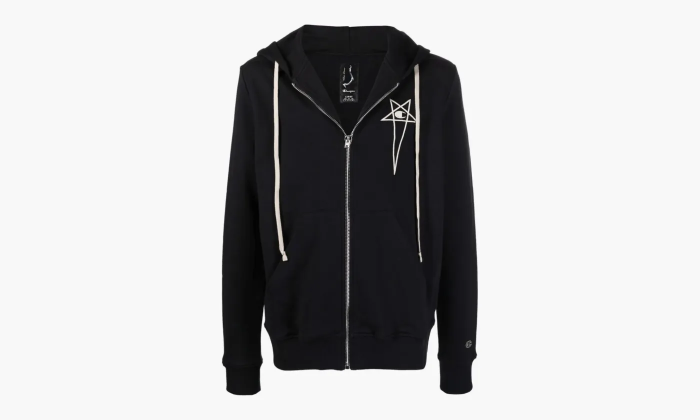 Rick Owens X Champion Logo-embroined Zip-up Hoodie Black  Rick Owens X Champion Logo-embroined Zip-up Hoodie Black