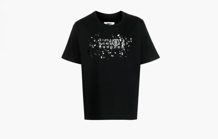 MM6 Maison Margiela Destroyed Logo Print T-Shirt Black 
