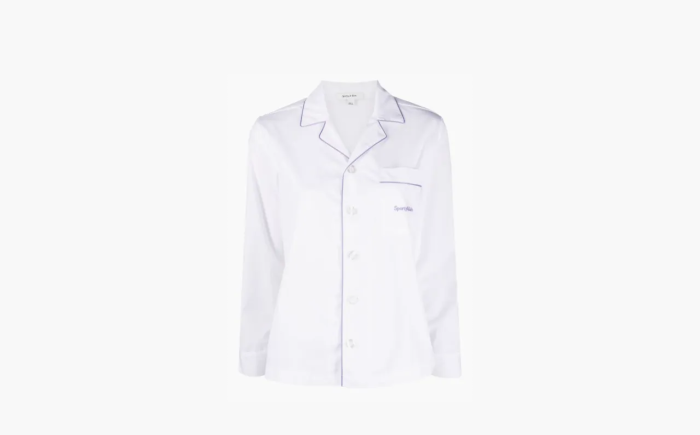 Sporty & Rich chest-pocket cotton pyjama top WMNS White  Sporty & Rich chest-pocket cotton pyjama top WMNS White