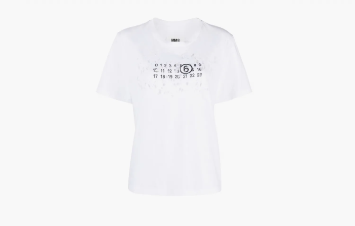 MM6 Maison Margiela Destroyed Logo T-Shirt White 