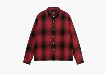 Stussy Loose Weave Plaid Shirt Red 