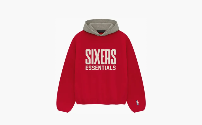 Fear of God Essentials x NBA Philadelphia 76ers Hoodie Red Grey 