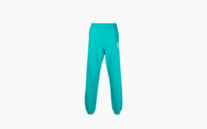 Sporty & Rich Crest Cotton Track Pants Turquoise 