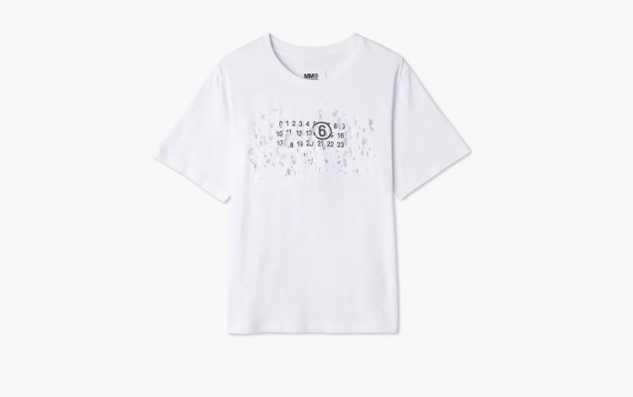 MM6 Maison Margiela Destroyed Logo Print T-Shirt White 