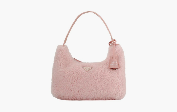 Prada Hobo Wool Handbag Shoulder Bag Pink 
