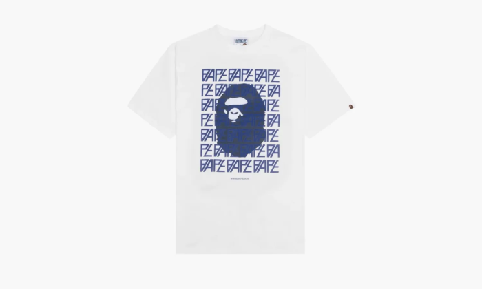 Bape Logo Monogram Tee White/Navy  Bape Logo Monogram Tee White/Navy