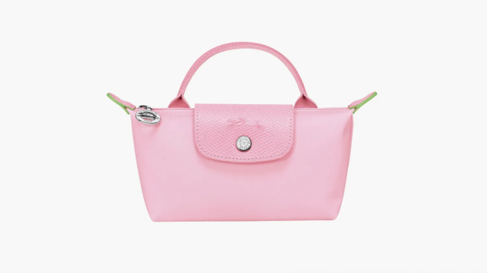 Longchamp Le Pliage Green Pouch With Handle Pink 