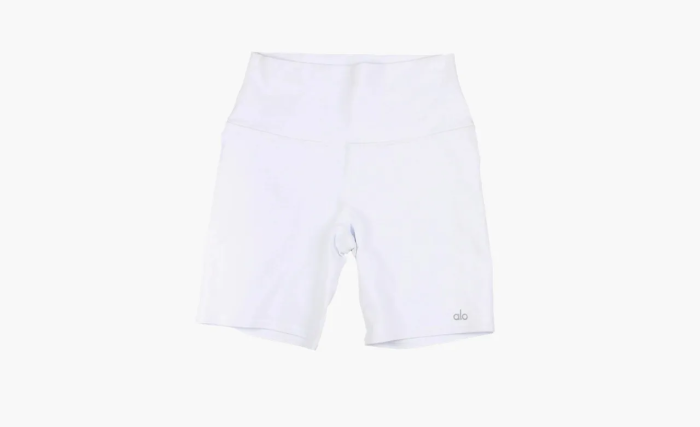 Alo Yoga 5 Airbrush High-Waist Biker Short White  Alo Yoga 5 Airbrush High-Waist Biker Short White