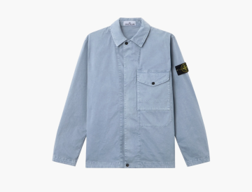 Stone Island Ogranic Cotton Stretch Broken Twill Overshirt Avio Blue 