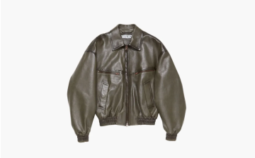 Acne Studios Leather Bomber Jacket Green 