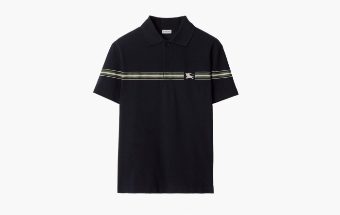 Burberry Striped Cotton Polo Shirt  "Indigo" 