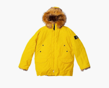 Supreme x Stone Island Formula Steel Reversible Faux Fur Parka Yellow 