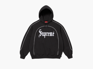 Supreme Curve Piping Hooded Sweatshirt Black 
