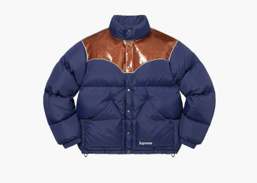 Supreme Glitter Yoke Down Puffer Jacket Navy 