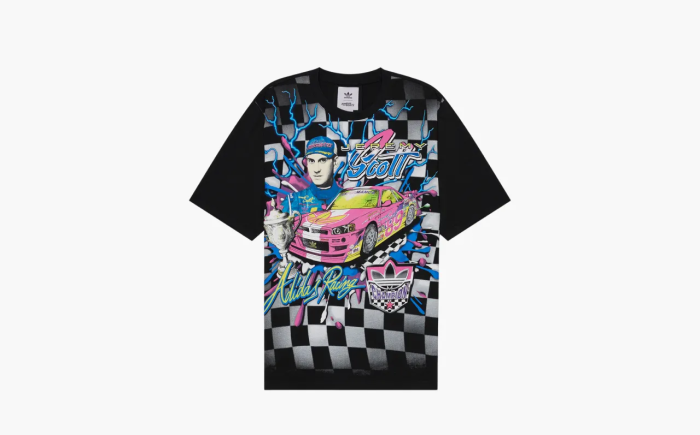 Adidas Originals x JEREMY SCOTT Crossover FW22 Casual Grid Printing Sports Short Sleeve Black T-Shirt Black  Adidas Originals x JEREMY SCOTT Crossover FW22 Casual Grid Printing Sports Short Sleeve Black T-Shirt Black
