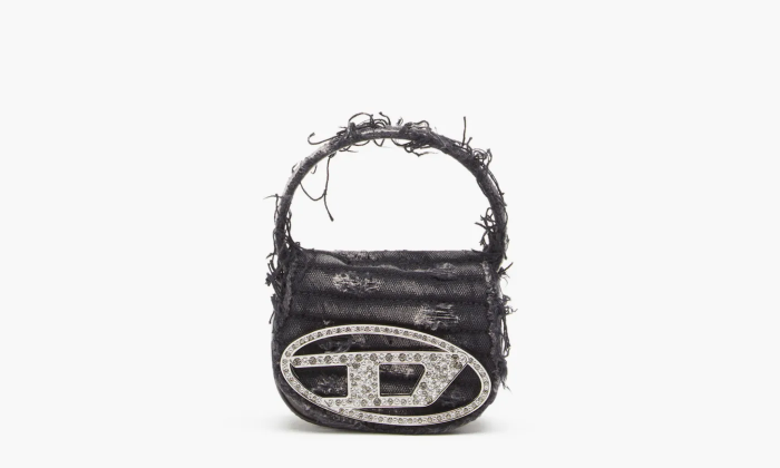 Diesel 1DR Iconic Mini Bag Iconic Canvas And Crystals Black 