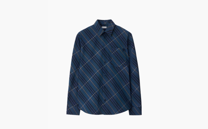 Burberry Relaxed Fit Check Cotton Shirts "Blue" 