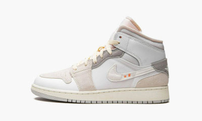 Air Jordan 1 Mid SE GS "Craft Inside Out White Grey" - 3.5Y