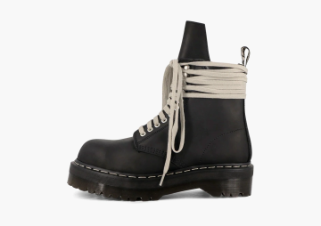 Rick Owens X Dr. Martens Quad Sole Steel Toe Leather Boots Black 
