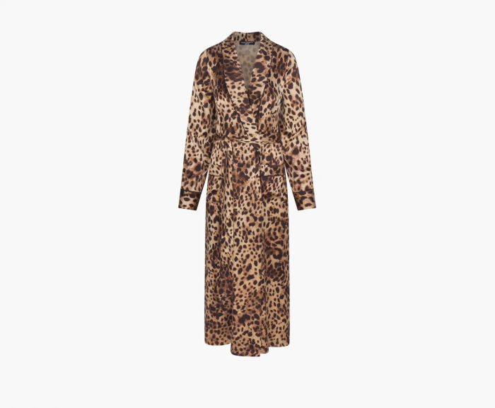 Skims x Dolce&Gabbana Silk Long Robe Leopard 