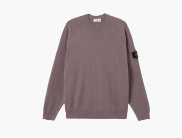 Stone Island Light Raw Hand Organic Cotton Crewneck Jumper Purple Grey 