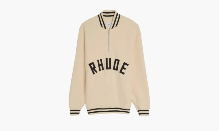RHUDE Quarter Zip Varsity Jacket Cream / Black  RHUDE Quarter Zip Varsity Jacket Cream / Black