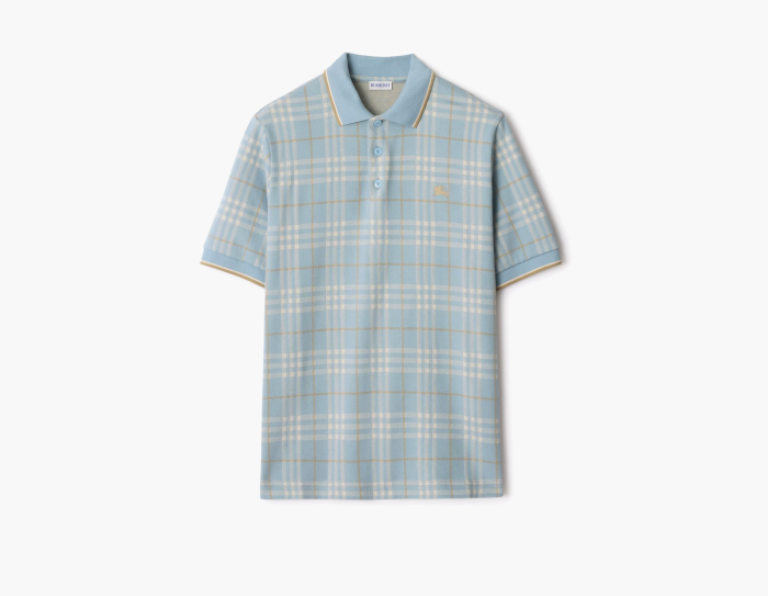 Burberry Check Cotton Polo Shirt "Fog" 