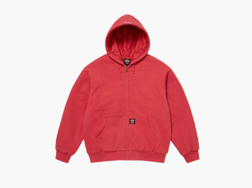 Supreme x Dickies Quilted Lined Zip Up Hooded Sweatshirt Burnt Red 
