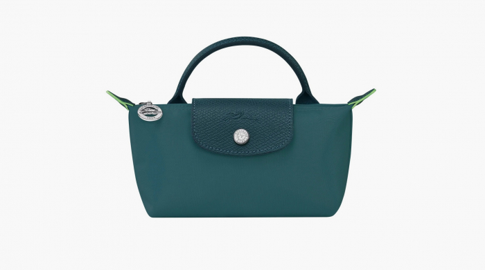 Longchamp Le Pliage Green Handle Pouch "Peacock" 